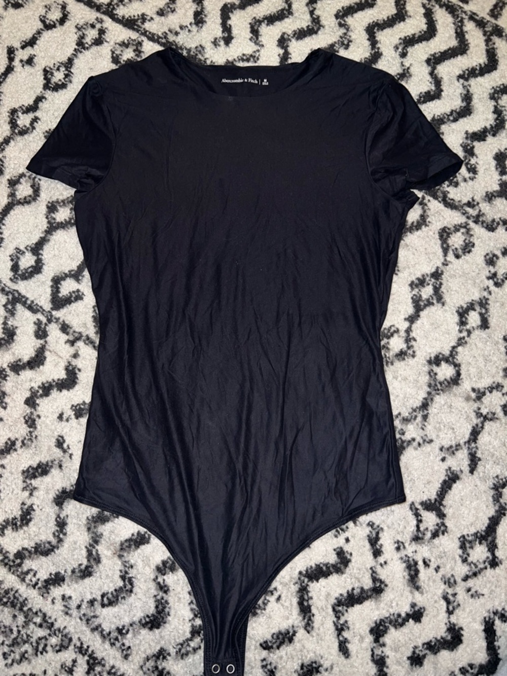 Abercrombie & Fitch Black Short-Sleeve Snap-Closure Bodysuit